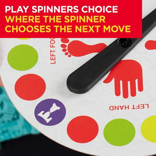 Vista 5 de Hasbro Gaming Twister Ultimate: Tapete más grande, más puntos de colores, juego familiar de fiesta para niños de 6+ años; compatible con Alexa