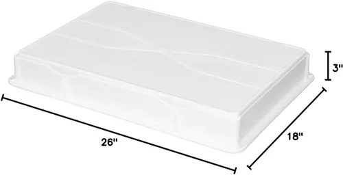 Vista 12 de Caja de prueba de 26 x 18 x 3 pulgadas, 1 caja de masa rectangular – apilable, lavavajillas, cajas de plástico blanco para masa de pizza, duraderas