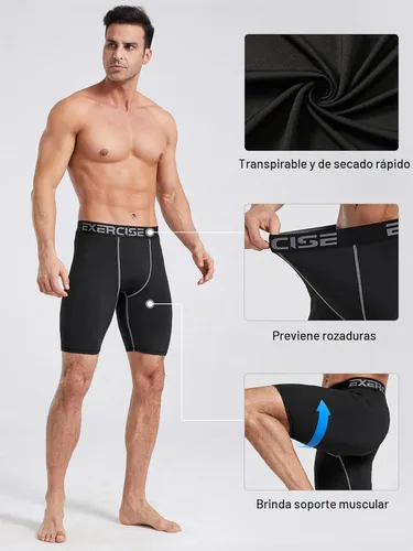 Vista 5 de Paquete de 5 pantalones cortos de compresión para hombre, ropa interior de compresión para hombre, ropa interior atlética de elastano, para correr