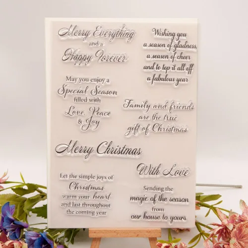 Vista 3 de NZJ Sello transparente con texto en inglés «Merry Christmas May You Enjoy a Special Season», sello de goma transparente para álbumes de recortes