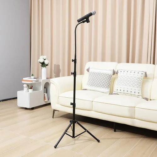Vista 3 de Luxshiny Soporte de micrófono de trípode ajustable con bolsa de transporte, soporte de micrófono de suelo estable y portátil para cantar rendimiento