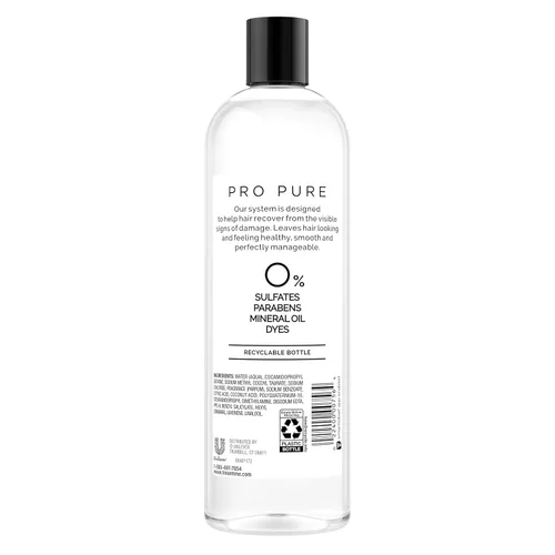 Vista 2 de TRESemmé Champú Pro Pure para recuperación de daños en el cabello dañado, sin sulfato, parabenos ni tintes, 16 onzas líquidas (paquete de 4)