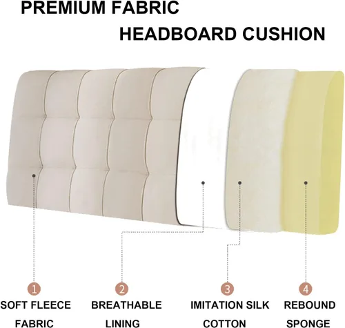 Vista 4 de Cojín tapizado para cabecero, cabecero autoadhesivo tamaño Queen, almohada de lectura para cama de día, almohada de pared para dormitorio, cama
