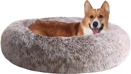 Vista 42 de JOLLYVOGUE - Cama para perros y gatos, cama relajante y antiestrés para mascotas y perros pequeños, cojín esponjoso en forma de dona para mascotas