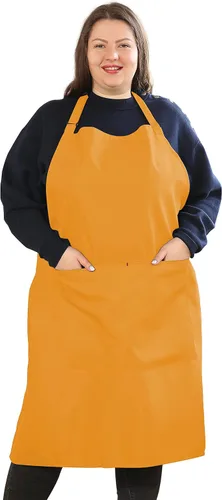 Vista 8 de Delantales de talla grande para mujer, con bolsillos, duradero, largo, ajustable, babero para cocina