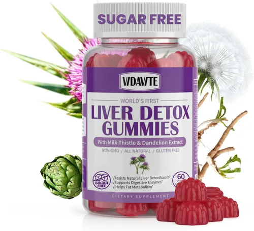 Vista 7 de VIDAVITE Liver Cleanse - Gomitas de desintoxicación y reparación, sin azúcar, fabricadas en Estados Unidos, suplemento de cardo mariano de 1500 mg