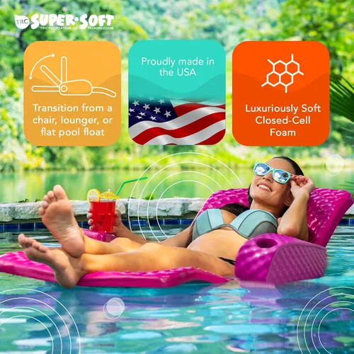 Vista 6 de TRC Recreation Super Soft Adjustable Pool Recliner Float Portable Comfortable Chair Lounger with Cup Holders for Swimming Pool Essentials
