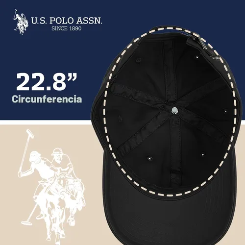 Vista 6 de U.S. Polo Assn. Gorra de béisbol, sombrero ajustable de papá 100% algodón con pequeño logo de pony Negro
