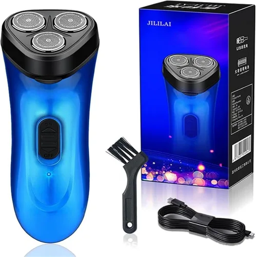 Vista 8 de Maquinilla de afeitar eléctrica para hombres, afeitadora inalámbrica recargable impermeable en seco para hombres, afeitadora facial portátil