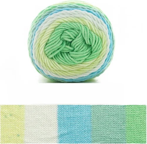 Vista 27 de Hilo de color de algodón para tartas, hilo multicolor arcoíris para tejer y tejer a ganchillo, 2 bolas de 7.05 oz, 45% algodón, 55% acrílico, hilo