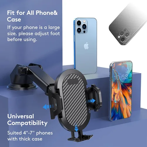 Vista 5 de Universal Car Phone Holder, Strong Suction Cup Super Stable Phone Mount for Car Fit for iPhone 17 16 15 Pro Max, 24PCS for Large Packaging Bulk