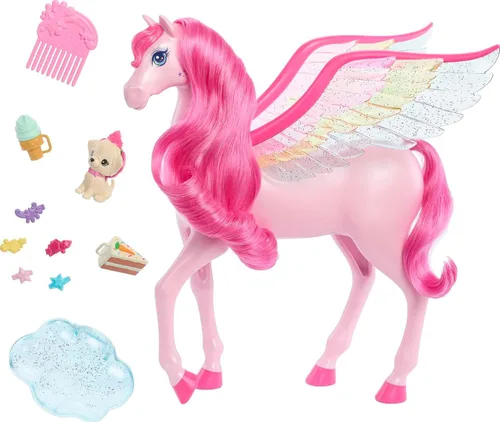 Vista 3 de Barbie Mattel Fairytale A Touch of Magic Pink Pegasus with Puppy Rosa