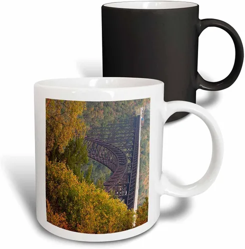 Vista 12 de 3dRose Danita Delimont – Puentes – WV New River Gorge Nacional Río Puente – us49 wbi0062 – Walter Bibikow – Tazas, Negro/Blanco