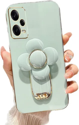 Vista 13 de Miagon - Funda con soporte para Xiaomi Redmi A1, galvanizado suave TPU protector delgado a prueba de golpes con molinete giratorio soporte de flores