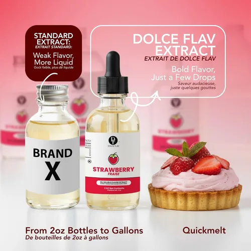 Vista 6 de Dolce Flav Extracto de fresa – 2 onzas soluble en aceite, Kosher, sin azúcar, sabor concentrado de bayas para dulces, chocolates y postres, incluye