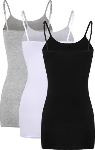 Vista 4 de WILLBOND - 3 camisetas sin mangas básicas y largas para mujer, con tiras ajustables