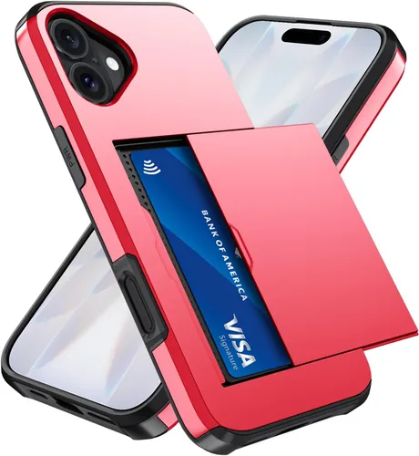 Vista 57 de Qinmay Funda compatible con iPhone 7 Plus/8 Plus con tarjetero, doble capa a prueba de golpes, funda protectora resistente con ranura oculta Negro