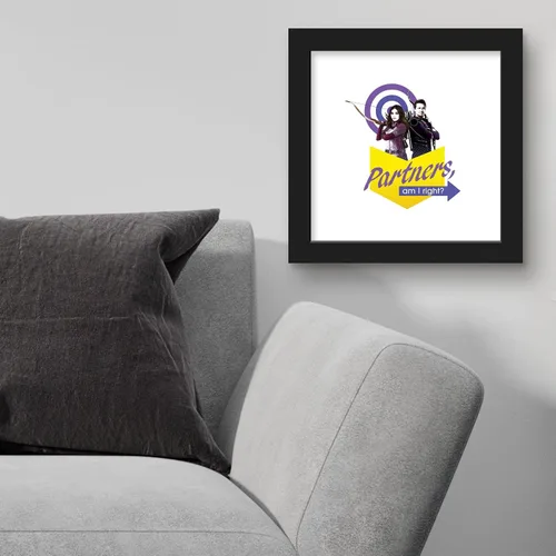 Vista 4 de Trends International Gallery Pops Marvel Hawkeye - Póster de pared de Partners Am I Right, 12 x 12 pulgadas, versión enmarcada en negro Versión