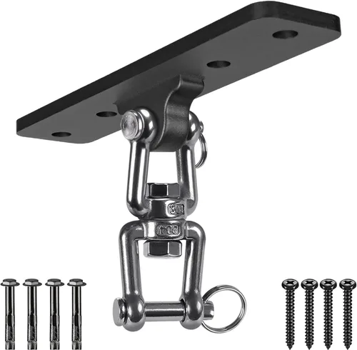 Vista 9 de Dolibest Perchas y soportes para bolsas pesadas, soporte de techo con mosquetón para entrenamiento de fuerza, yoga aéreo y bandas de resistencia