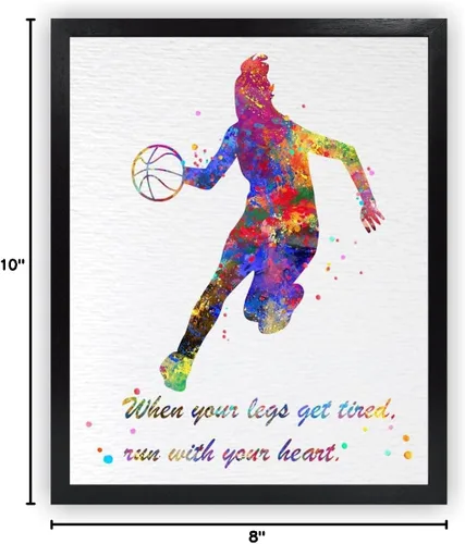Vista 9 de Dignovel Studios Póster de baloncesto de 8 x 10 pulgadas sin marco para niña, cuando tus piernas se cansan, póster motivacional en acuarela