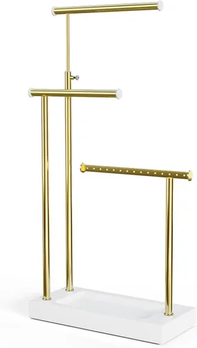Vista 11 de SRIWATANA Soporte Organizador de Joyas, Soporte para Collar Extra Alto, Soporte para Joyas, Idea de Regalo (Rosa y Blanco)