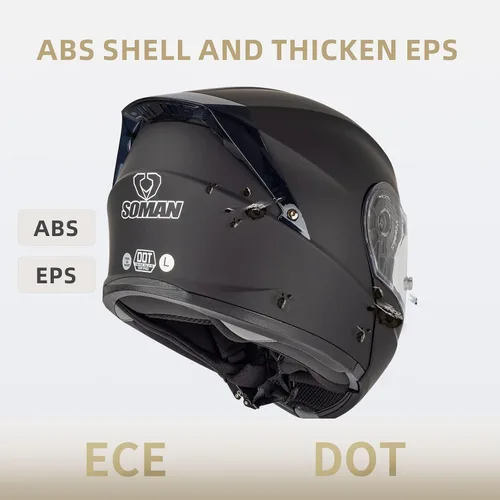 Vista 6 de Casco modular de motocicleta abatible de doble visera para hombre, aprobado por puntos 965