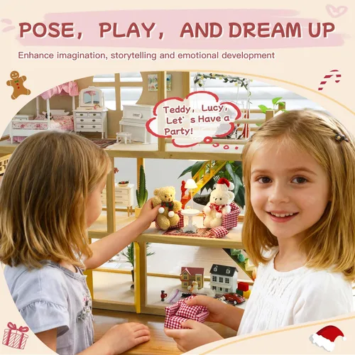 Vista 3 de iLAND Regalo de cumpleaños para niñas 6-8 Mini Teddy Bear Doll Playset CPC