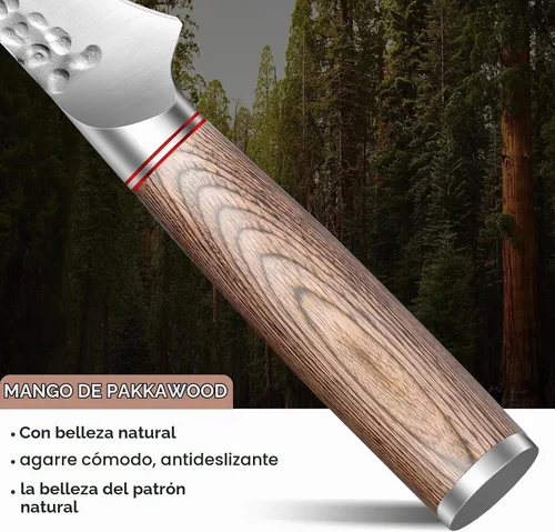 Vista 3 de Huusk - Cuchillo deshuesador para cortar carne con mango ergonómico de madera de Pakka