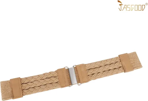 Vista 8 de JASGOOD Cinturón elástico tejido de paja verano Boho trenzado vestido cinturón mujeres cinturón elástico cinturón