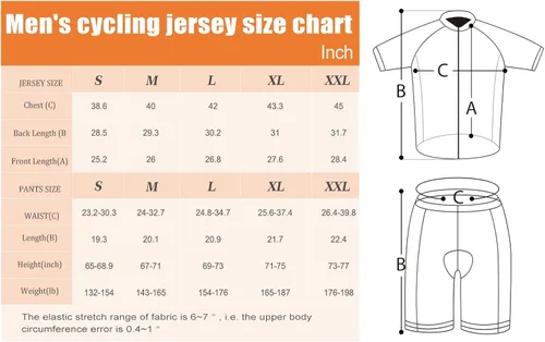 Vista 7 de Conjunto de camiseta de ciclismo para hombre, camiseta reflectante de secado rápido y pantalones cortos de ciclismo acolchados 3D, M