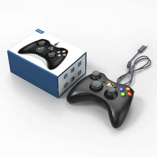 Vista 7 de VOYEE Controlador de PC, controlador con cable compatible con Microsoft Xbox 360 y SlimPC Windows 1087, con joystick mejorado, doble choque