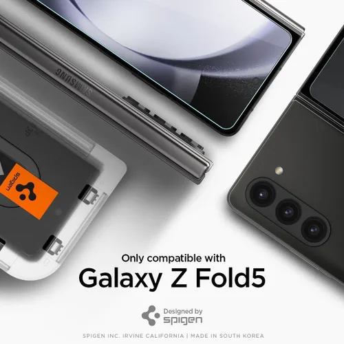 Vista 3 de Spigen GlasTR EZ FIT - Protector de pantalla de vidrio templado para Galaxy Z Fold 5 9H Hardness Tempered Glass, Easy Installation Kit