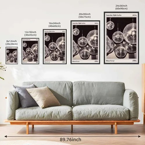 Vista 3 de Arte de pared de moda en blanco y negro retro de los años 70, Saturday Night Disco Fever Magazine, póster de revista Funky Feminist Bar Cart