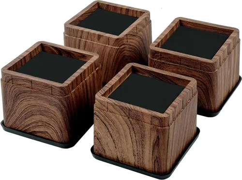 Vista 9 de BTSD-home Elevadores de cama de 2 o 4 pulgadas, resistentes, apilables, elevadores de muebles para sofá, mesa, silla, cama, bloques de elevadores
