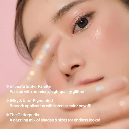 Vista 3 de UNLEASHIA Glitterpedia Paleta de sombras de ojos NO1 – Paleta de sombras de ojos brillantes con texturas versátiles con purpurina – Paleta