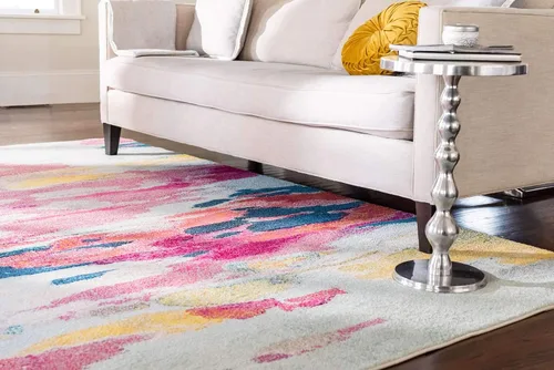 Vista 7 de Tapete abstracto Unique Loom, colección Estrella, moderno, multiárea, Polipropileno, Rosado