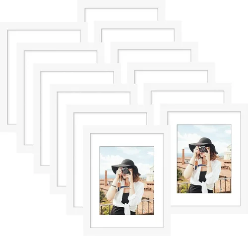 Vista 213 de Picrit - Juego de 12 portarretratos de 4 x 6 pulgadas, para fotos de 3.5 x 5 con paspartú o 4 x 6 pulgadas sin paspartú, marcos para colgar