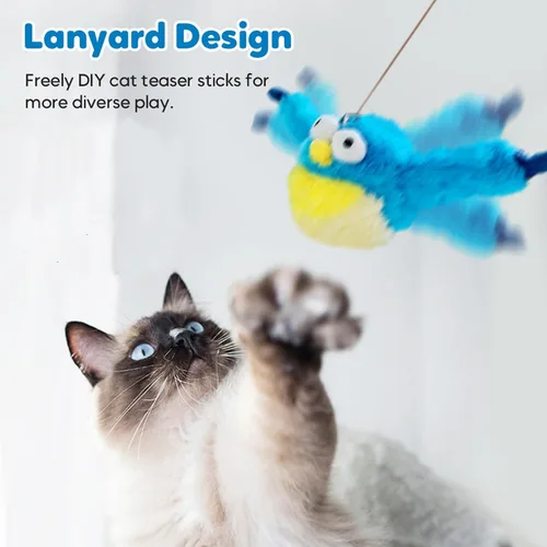 Vista 4 de Juguete interactivo para gatos con alas aleteadas, nuevo juguete de pájaros voladores, simulación voladora, gorrión eléctrico, agitador, juguete