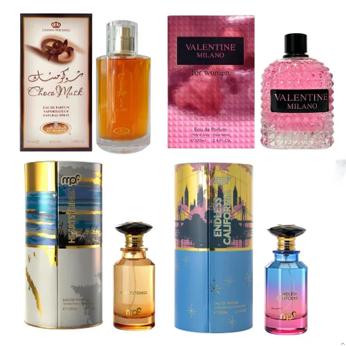 Vista 22 de AFLUXE Set de perfume para mujer, 4 piezas, colección Eau De Parfum de larga duración, almizcle Choco/Milano Mujer/6pm Rosa/7AM Fresh