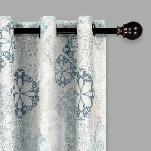 Vista 2 de Eclipse Martina Medallion - Cortinas opacas con aislamiento térmico y ojales en la parte superior para dormitorio, panel individual, 40 x 84 Azul