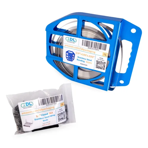 Vista 20 de IDL Packaging Kit de bandas de acero inoxidable 201 de 1/2 pulgada, herramienta de bandas de alta resistencia + bobina de bandas de acero inoxidable