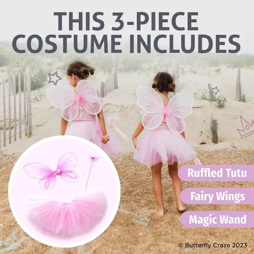 Vista 3 de Butterfly Craze Disfraz de tutú de princesa de hadas para niñas y baile de ballet