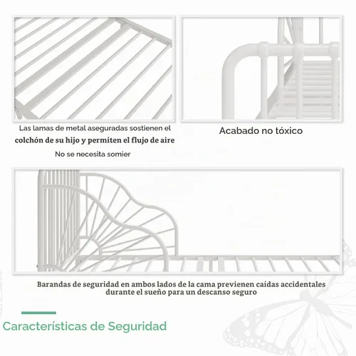 Vista 8 de Little Seeds Quinn - Cama infantil de metal caprichoso, color blanco roto
