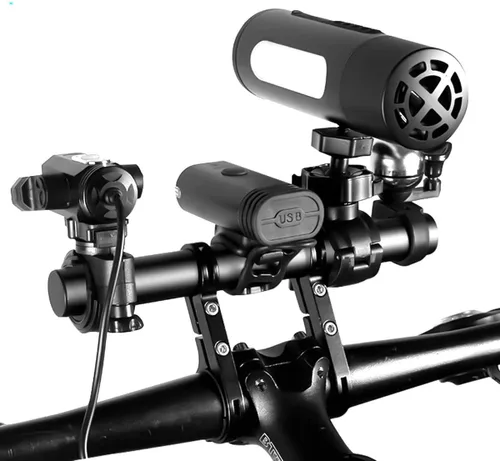Vista 7 de Extensión de manillar de bicicleta, 7.9 in, multifunción, extensor de manillar de bicicleta doble, soporte de aleación de aluminio, soporte