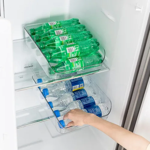 Vista 5 de Ettori Organizador de botellas de agua, paquete de 2 cubos organizadores de refrigerador y contenedores de almacenamiento transparentes
