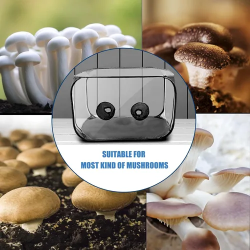 Vista 5 de Still Air Box, kit de cultivo de hongos, caja de aire portátil compacta para amantes de los hongos, cámara de fructificación de hongos para Negro