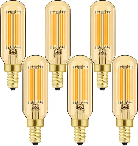 Vista 12 de Bombilla LED E12 regulable de 2 W, igual a 25 W, ámbar blanco cálido, 2700 K, T6, T25, E12, bombilla de candelabro de 25 vatios para candelabros
