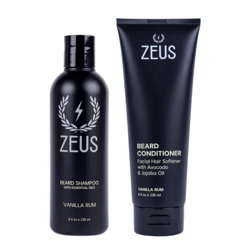 Vista 9 de ZEUS Set de lavado de barba para hombres, champú y acondicionador con té verde, manzanilla y aceites esenciales para hidratar, suavizar y fortalecer