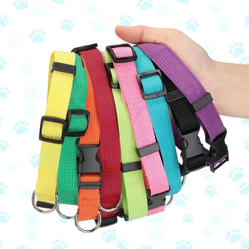 Vista 4 de 9 piezas de collar ajustable para perro, collar de nailon suave para mascotas con hebilla de liberación rápida a granel para perros, caminar