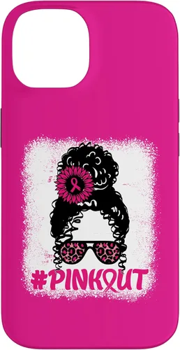 Vista 4 de iPhone 16 desordenado moño desgastado cinta rosa rosa hacia fuera caso cáncer de mama
